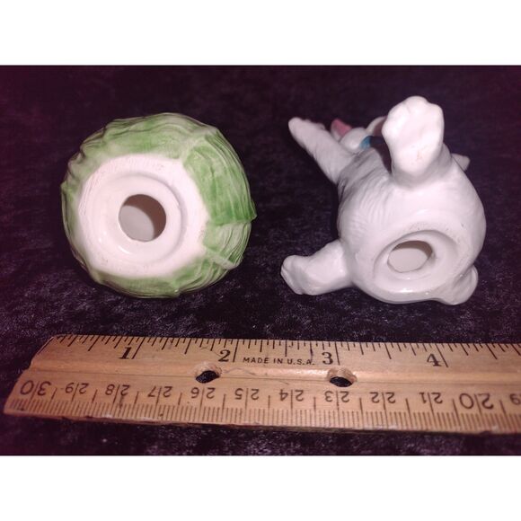 Vintage Easter Bunny Peter Rabbit and Head of Lettuce Salt and Pepper Shaker Set - Picture 6 of 8